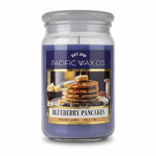 Pacific Wax Co. Blueberry Pancakes scented candle in glass jar