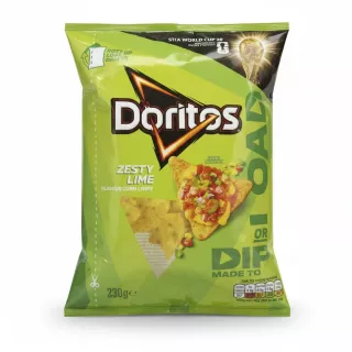 Pack of Doritos Zesty Lime Flavour Corn Chips front view