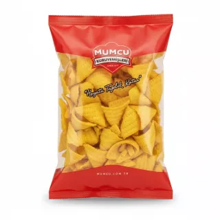 Mumcu brand sweet mustard flavour snack crisps in red and clear packaging