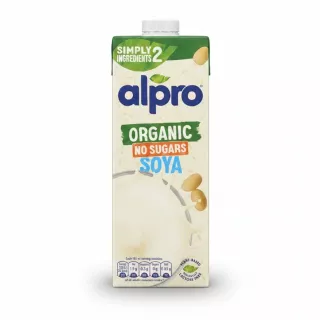 Alpro organic no sugar soya drink carton front
