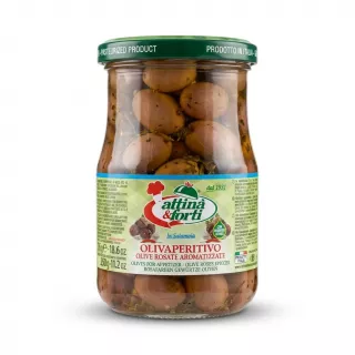 Enhanced Attinà & Forti Olive Rosate Aromatizzate jar front label
