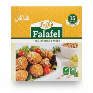 Box of Jaffa Falafel traditional recipe with 15 half-cooked pieces