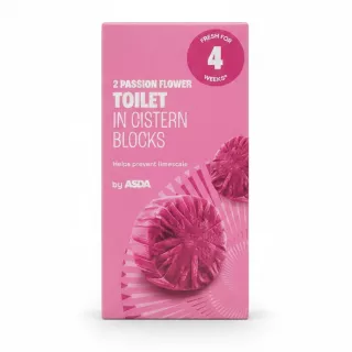 ASDA brand passion flower scented toilet in cistern blocks packaging front