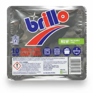 Front packaging of Brillo Multi-Use Soap Pads 10-pack