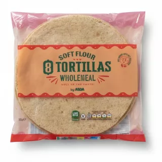 Pack of ASDA soft flour wholemeal tortillas