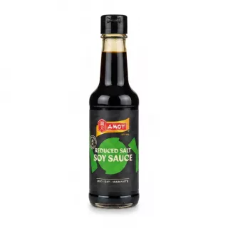 Bottle of Amoy Reduced Salt Soy Sauce front label