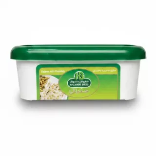 Halwani Bros Halawa with Pistachio tub showing front label