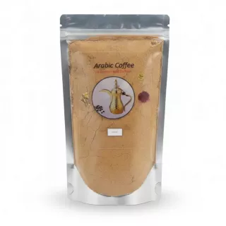 Package of Arabic Coffee powder with cardamom and saffron in resealable pouch