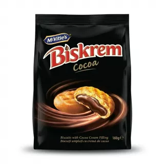 Enhanced Front of McVitie's Biskrem Cocoa Biscuits 160g pack