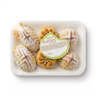 Enhanced Tray of Rayan assorted Maamoul pastries in packaging with label