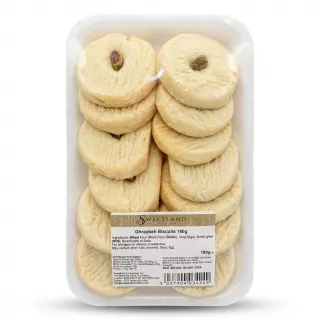 Enhanced Pack of Sweetland Ghraybeh Biscuits 180g in clear packaging