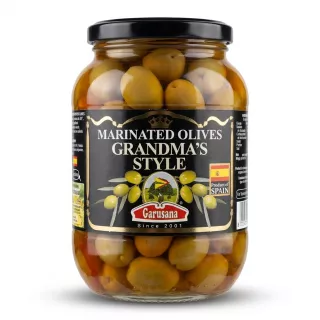 Enhanced Front label of Garusana Marinated Olives Grandma’s Style 850ml jar