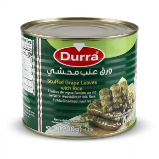 Enhanced Front view of Durra Stuffed Grape Leaves with Rice 1900g tin