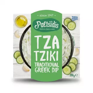 Enhanced Front of Paltsidis Tzatziki Traditional Greek Dip 200g packaging