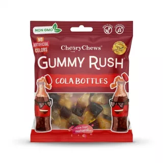 Enhanced Front of CheeryChews Gummy Rush Cola Bottles halal-certified gummy sweets pack