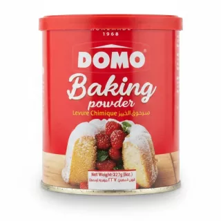 DOMO baking powder red container with cake image front