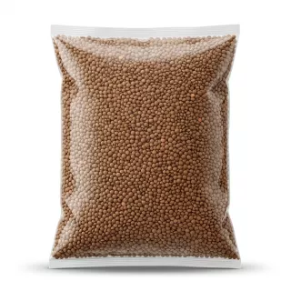 Enhanced Large 5kg clear bag of brown lentils on display