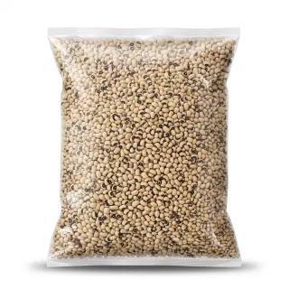 Enhanced Large 5kg bag of black eye beans in clear packaging