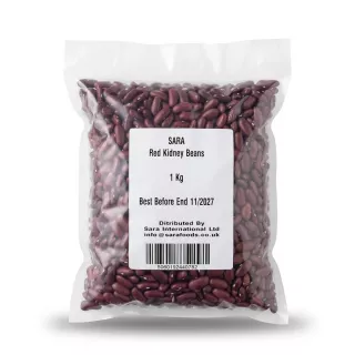 Enhanced SARA Red Kidney Beans 1kg clear plastic pack with label