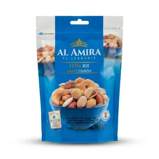 Enhanced Front of Al Amira Extra Mix roasted nuts blue pouch