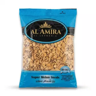 Enhanced Front view of Al Amira Super Melon Seeds Sea Salt 300g pack