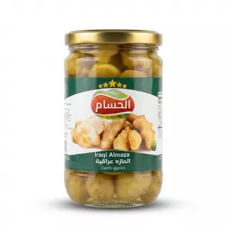 Enhanced Front view of Al Hussam Iraqi Almaza Earth Apples jar