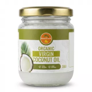 Enhanced Front label of NaturFresh Organic Virgin Coconut Oil 200ml glass jar