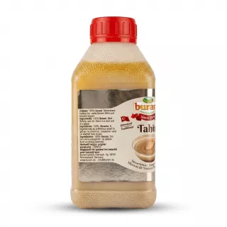 Enhanced Back side of Buram Tahin Sesame Paste 470g list of ingredients