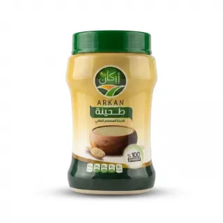 Enhanced Front of Arkan Pure Sesame Tahini jar with green lid