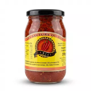 Enhanced Front of Bled Conserves Moroccan Harissa 370g jar with vivid yellow label