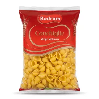 Enhanced Front of Bodrum Conchiglie Midye Makarna pasta pack