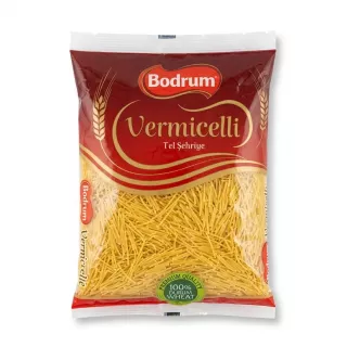Enhanced Front view of Bodrum Vermicelli Tel Sehriye pasta package
