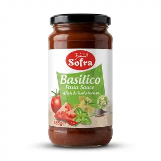 Enhanced Front label of Sofra Basilico Pasta Sauce 465g jar