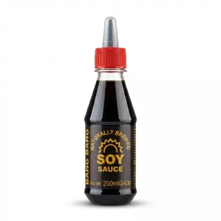 Enhanced Front of Bang Bang Naturally Brewed Soy Sauce 200ml bottle with red cap