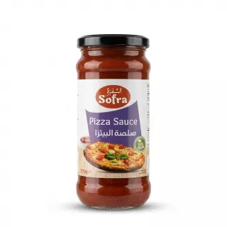 Enhanced Enhanced Front of Sofra Pizza Sauce jar 370g held in hand