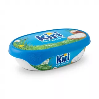 Enhanced Kiri Fresh Cream and Milk tub side angle showing packaging