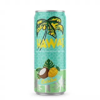 Enhanced Front of Hawai Caribe tropical soft drink can
