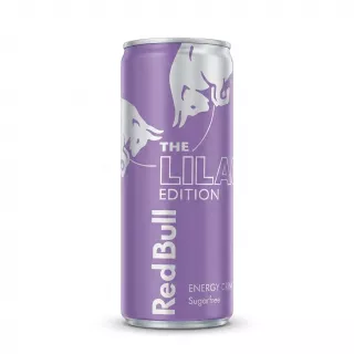 Enhanced Front of Red Bull Lilac Edition Sugarfree energy drink can