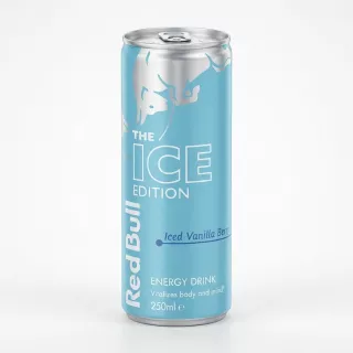 Enhanced Front of Red Bull Ice Edition Iced Vanilla Berry energy drink can