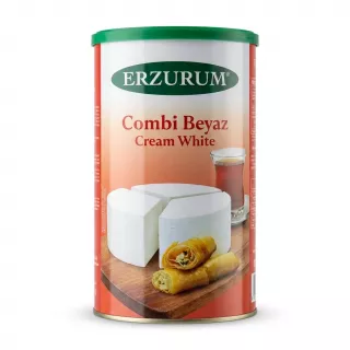 Enhanced Front of Erzurum Combi Beyaz Cream White Cheese tin with special offer label