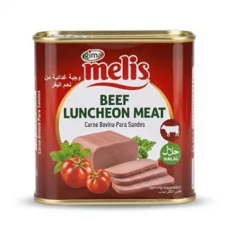 Enhanced Front view of Melis Beef Luncheon Meat Halal 340g tin