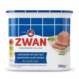Enhanced Front of Zwan Luncheon Meat With Beef Taste 340g tin