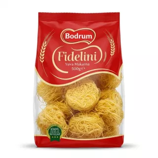 Enhanced Front of Bodrum Fidelini Yuva Makarna 500g pasta pack