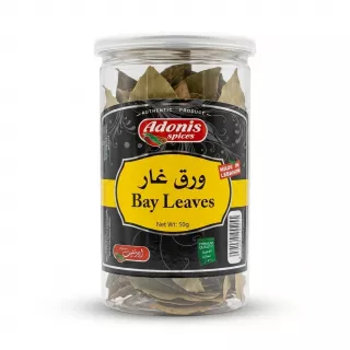 Enhanced Front view of Adonis Spices Bay Leaves 50g tub