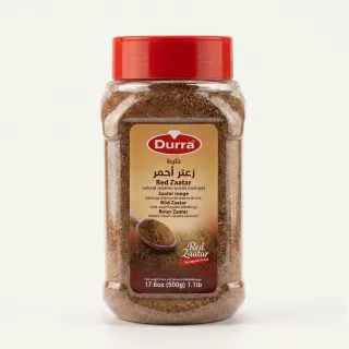 Enhanced Front of Durra Red Zaatar 500g container showing label