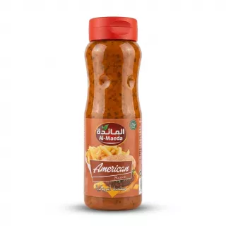 Enhanced Front of Al-Maeda American Sauce 500ml bottle showing product label