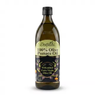 Enhanced Front label of Dospani 100% Olive Pomace Oil 1L bottle