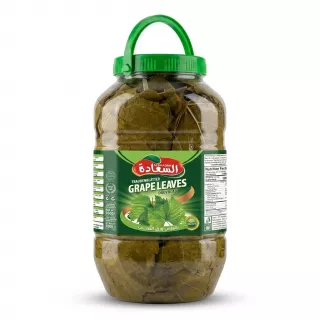 Enhanced Large jar of Alsaadah Grape Leaves with green lid and label