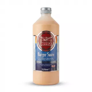 Enhanced Front of Heera Burger Sauce 1 litre bottle on store shelf