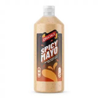 Enhanced Front view of Crucials Spicy Mayo 1 Litre bottle